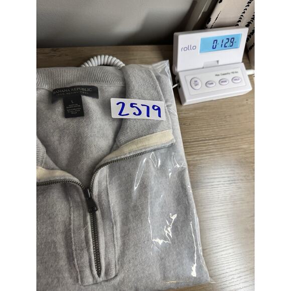 Banana Republic Men’s Merino Wool Half Zip Sweater L Heather Gray Luxury Preppy - Picture 10 of 10